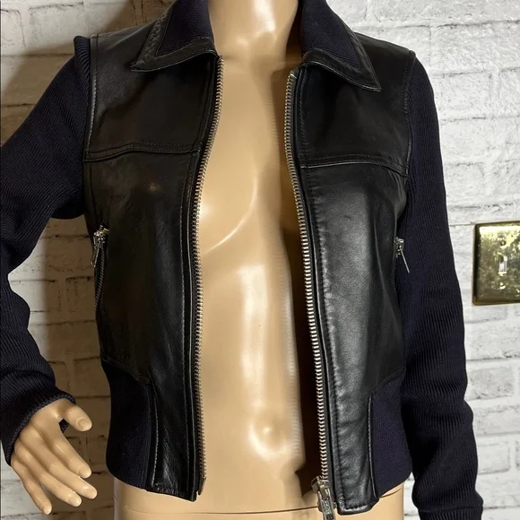 3.1 Phillip Lim black leather sweater jacket - Picture 7 of 9